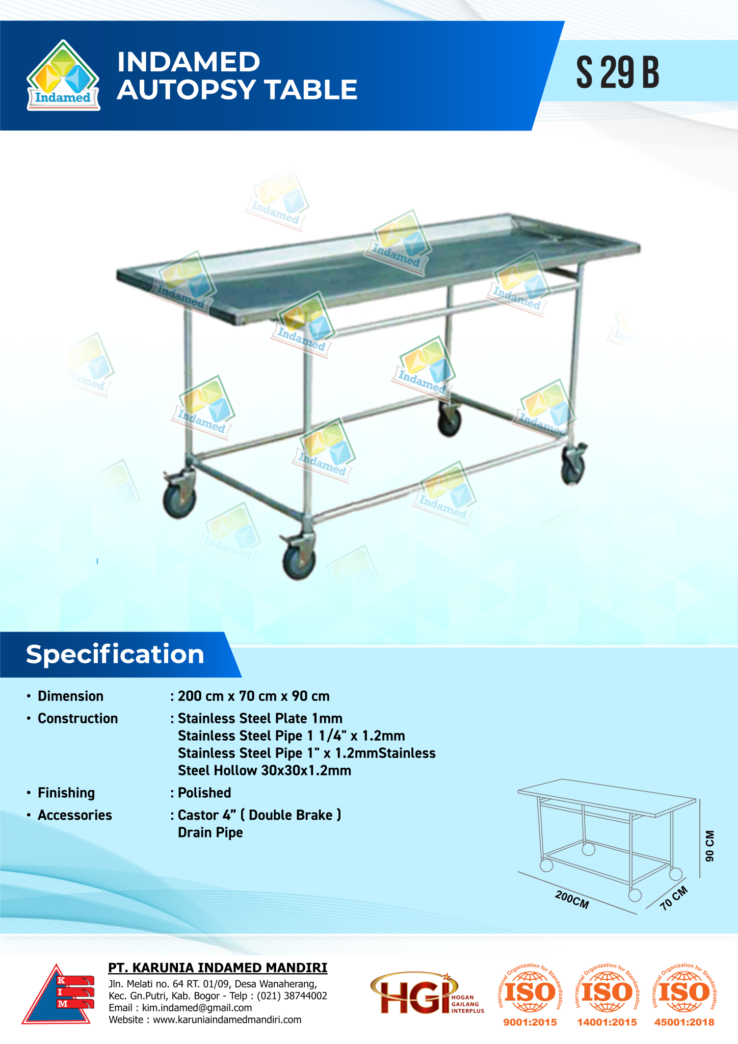 INDAMED Autopsy Table S 29 B | PT. Karunia Indamed Mandiri