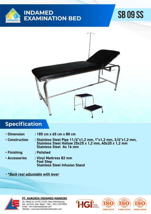 INDAMED Examination Bed SB 09 SS