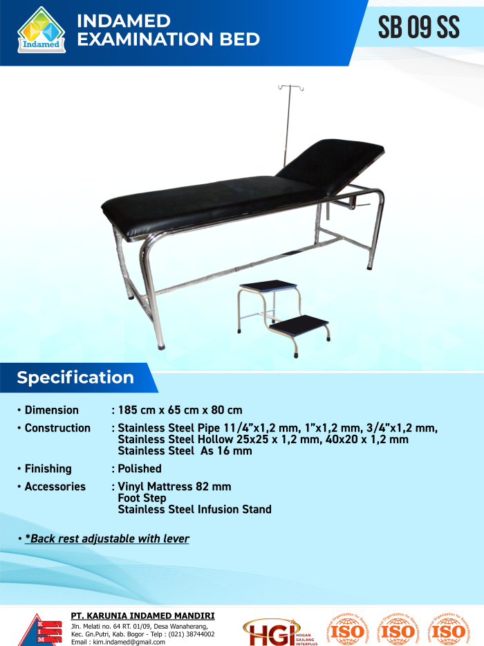 INDAMED Examination Bed SB 09 SS