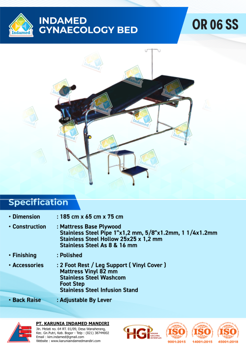 INDAMED Gynaecology Bed OR 06 SS