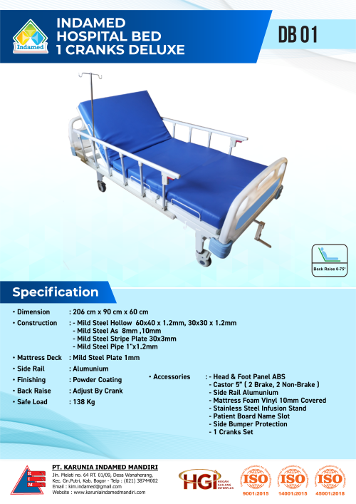 INDAMED Hospital Bed 1 Cranks Deluxe DB 01