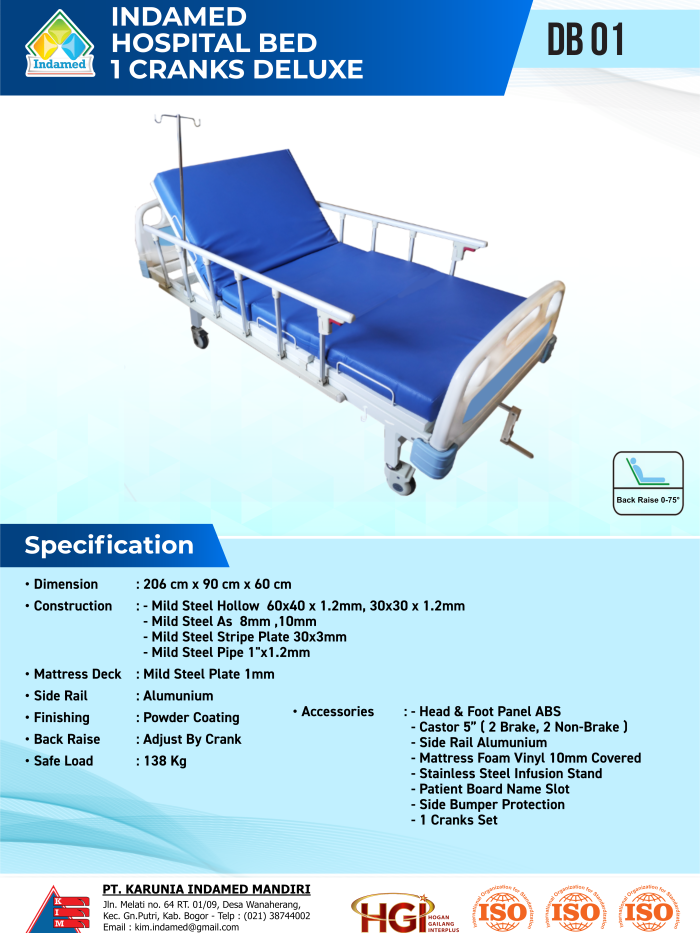 INDAMED Hospital Bed 1 Cranks Deluxe DB 01