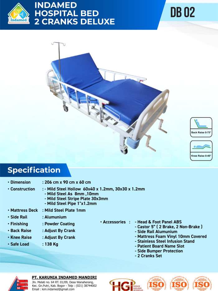 INDAMED Hospital Bed 2 Cranks Deluxe DB 02