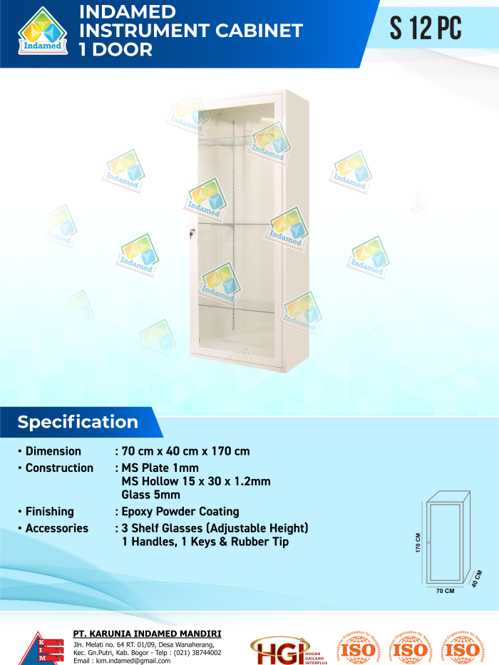 INDAMED Instument Cabinet 1 Door S 12 PC