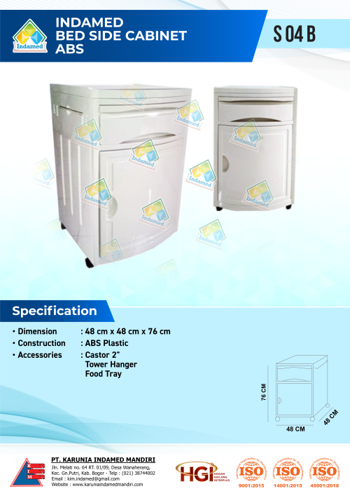 INDAMED Bed Side Cabinet ABS S 04 B