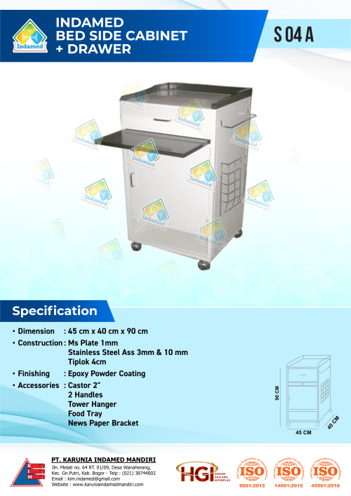 INDAMED Bed Side Cabinet + Drawer S 04 A