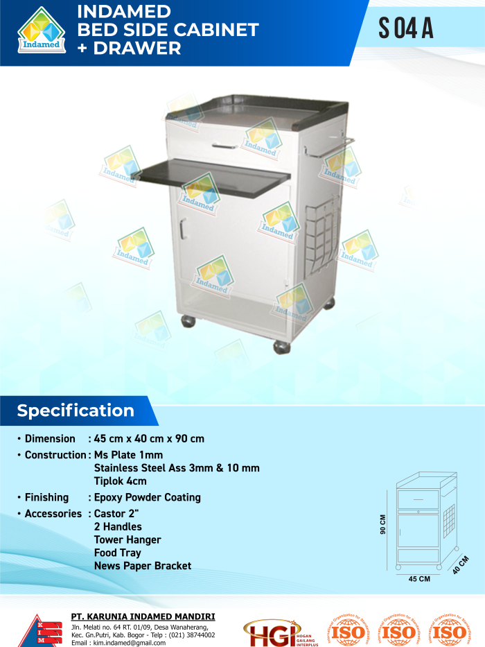 INDAMED Bed Side Cabinet + Drawer S 04 A