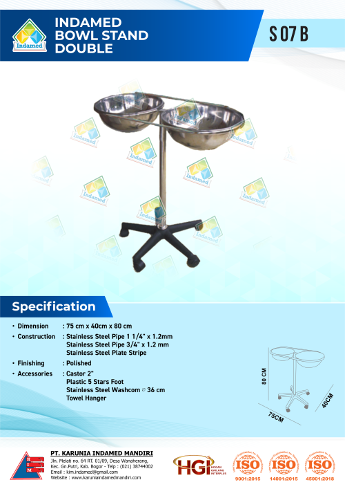 INDAMED Bowl Stand Double S 07 B