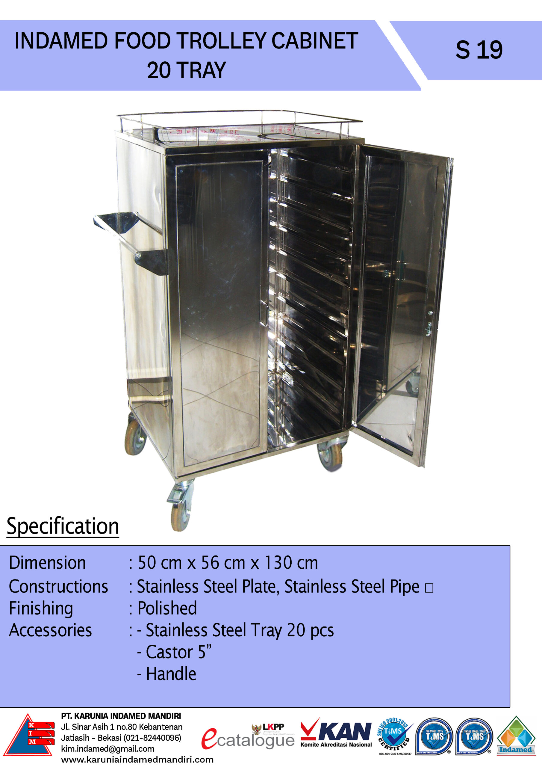 INDAMED Food Trolley 20 Tray S 19 PT. Karunia Indamed Mandiri
