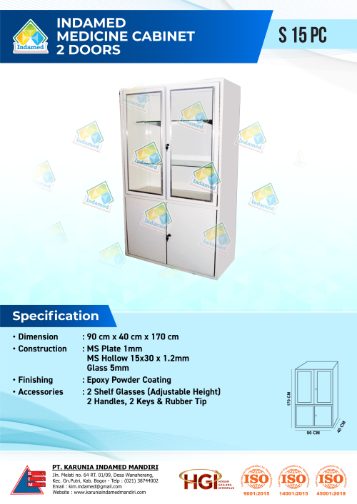 INDAMED Medicine Cabinet 2 Doors S 15 PC