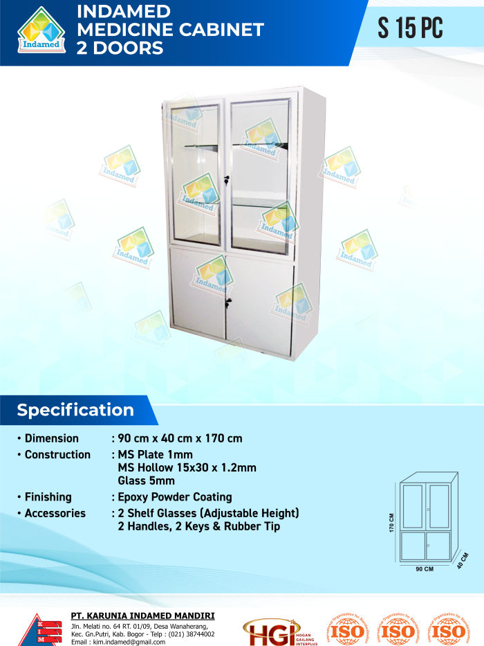 INDAMED Medicine Cabinet 2 Doors S 15 PC