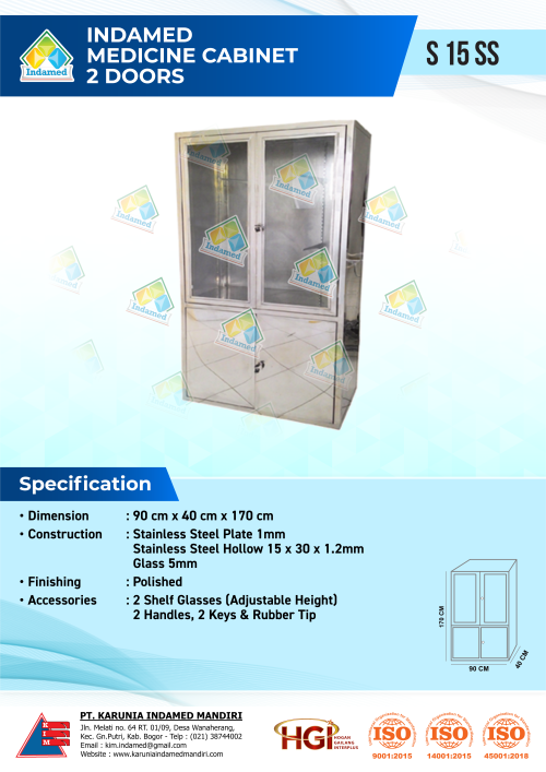 INDAMED Medicine Cabinet 2 Doors S 15 SS